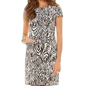Lilly Pulitzer Zebra Print Shift Dress — Brown & White One light stain. on front